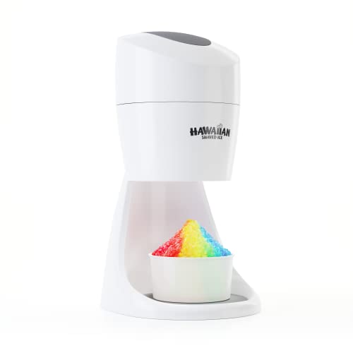 Hawaiian Shaved Ice S900A Snow Cone and Shaved Ice Machine with 2 Reusable Plastic Ice Mold Cups, Non-slip Mat, Instruction Manual, 1-year Manufacturer s Warranty, 120V, White