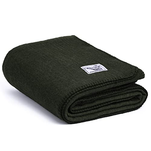 Woolly Mammoth Merino Wool Blanket - Large 66" x 90", 4LBS Camp Blanket | Throw for The Cabin, Cold Weather, Emergency, Dog Camping Gear, Hiking, Survival, Army, Outside, Outdoors Hunter Gre...