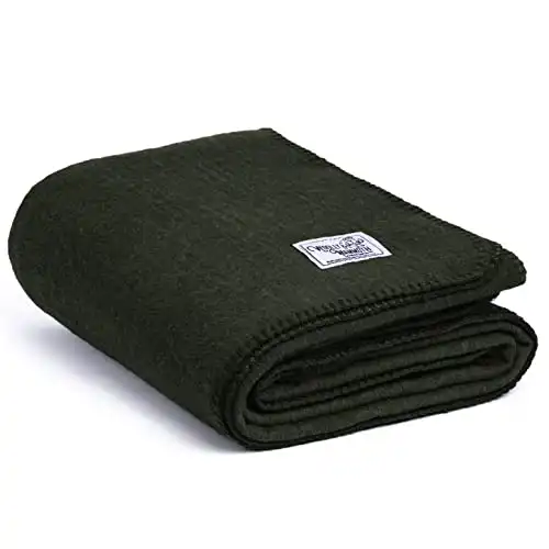 Woolly Mammoth Merino Wool Blanket - Large 66" x 90", 4LBS Camp Blanket | Throw for The Cabin, Cold Weather, Emergency, Dog Camping Gear, Hiking, Survival, Army, Outside, Outdoors Hunter Gre...